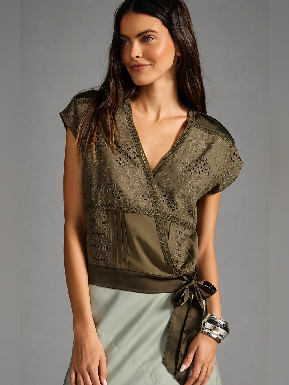 Tiny by Anthropologie (150$) | 'Tatiana' Wrap Top in olive green, Size M